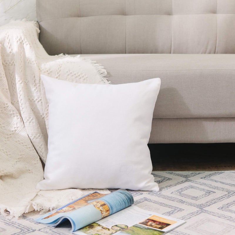 NATUS WEAVER 2 Pack White Pillowcase Soft Faux Linen Square Child Decorative Throw Cushion Cover Pillowcase with Smooth Hidden Zipper for Kid 12" x 12 " - Image 2
